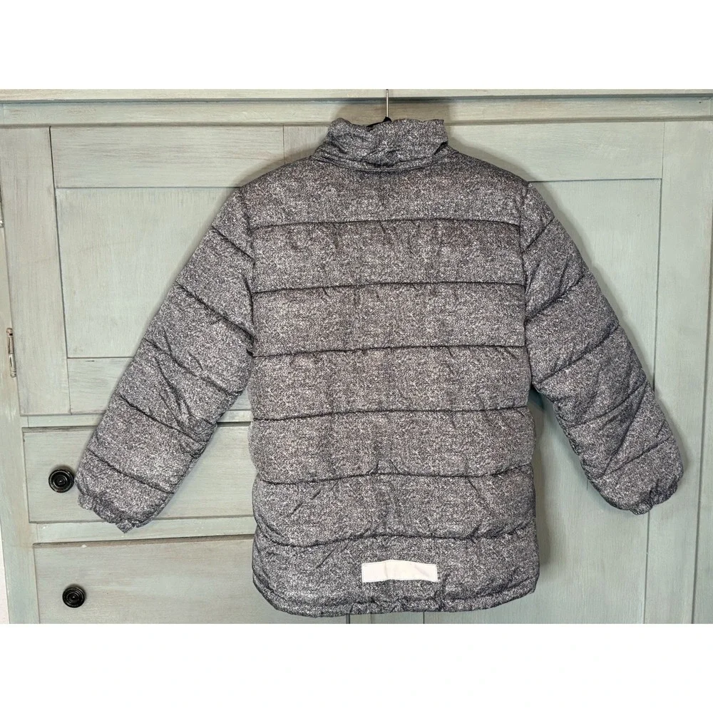 H&M‎ Youth Puffy Jacket Size 9-10 Years Grey Warm Full Zip Snap Pockets